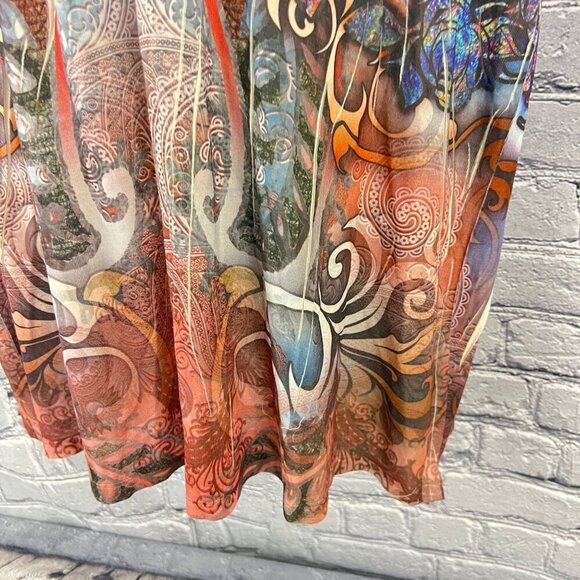 Live and Let Live Womens Size 1X V-neck Lace Button Detail Paisley Print Top - Picture 4 of 9